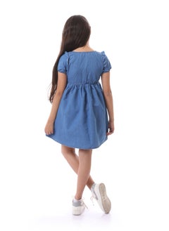 Andora Girls Short Sleeves Solid Summer Dress - Dark Blue  - Image 4