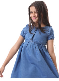 Andora Girls Short Sleeves Solid Summer Dress - Dark Blue  - Image 5