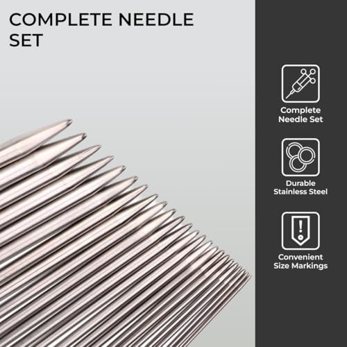 HST H&S Knitting Needles Set for Beginners Knitting Accessories - 11 Pairs of Stainless Steel Knitting Needles with Firm Grip Handle - Single Pointed Needle Set with Pouch for Easy Storage - Image 4