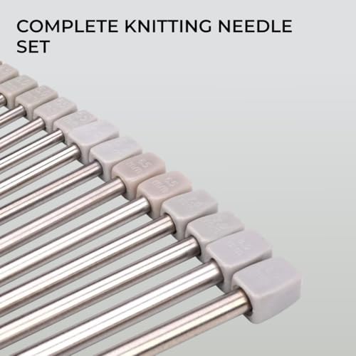 HST H&S Knitting Needles Set for Beginners Knitting Accessories - 11 Pairs of Stainless Steel Knitting Needles with Firm Grip Handle - Single Pointed Needle Set with Pouch for Easy Storage - Image 5