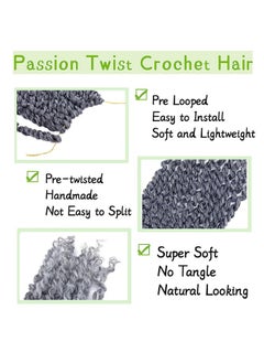 LOSMOEER 8 Packs Passion Twist Hair 12 Inch Pre-twisted Passion Twist Crochet Hair Pre-looped Crochet Braids for Women Passion Twists Braiding Hair Synthetic Hair Extensions (12Strands/Pack; T1B/Gray#)  - Image 5