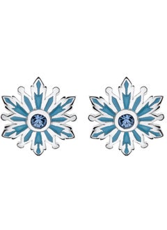 Disney Frozen II Snow Flake Stud Earrings Double Notch in 18k Sterling Silver