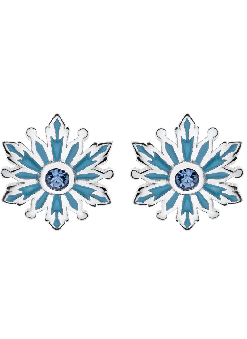 Disney FROZEN Disney Frozen II Snow Flake Stud Earrings Double Notch in 18k Sterling Silver  - Image 1