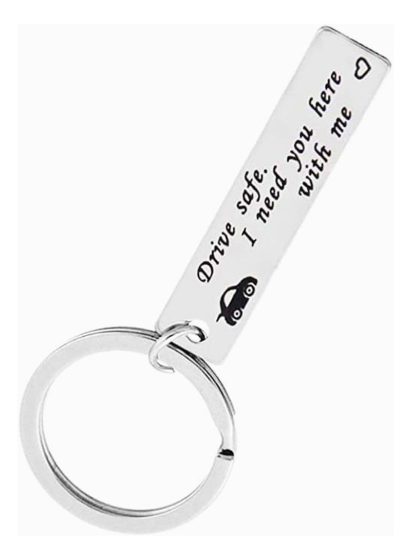 aeen Stainless Steel Long Keychain | “Drive Safe, I Need You Here with Me” Message, Creative Gift Accessory - Image 1