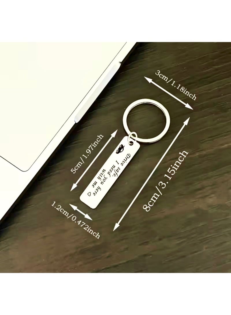 aeen Stainless Steel Long Keychain | “Drive Safe, I Need You Here with Me” Message, Creative Gift Accessory - Image 4