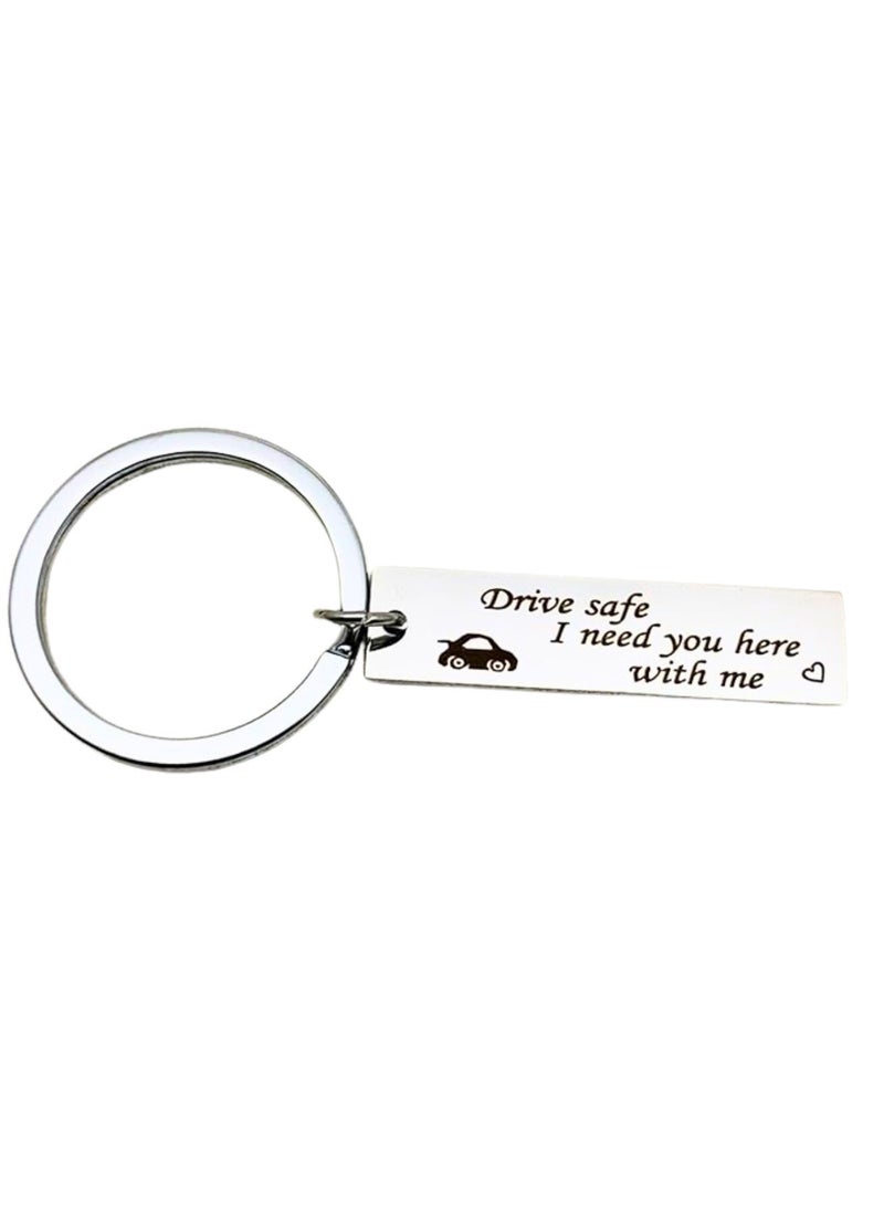aeen Stainless Steel Long Keychain | “Drive Safe, I Need You Here with Me” Message, Creative Gift Accessory - Image 3