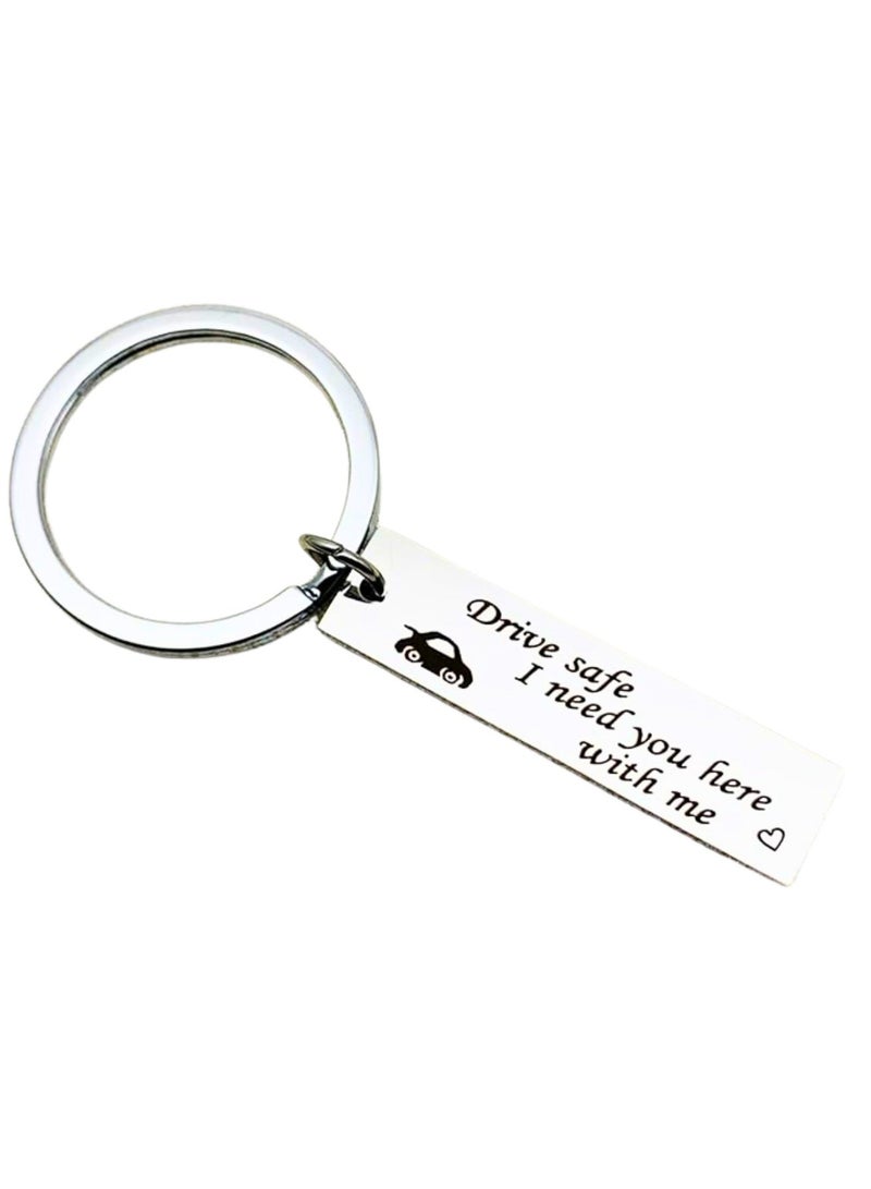 aeen Stainless Steel Long Keychain | “Drive Safe, I Need You Here with Me” Message, Creative Gift Accessory - Image 2