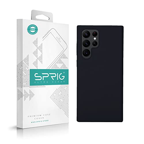 SPRIG Cases Compatible with Samsung Galaxy S23 Ultra 5G Phone Liquid Silicone Premium Back Cover Drop Tested Shock Proof Case for Boys and Girls with Camera Protection (Black) - Image 1