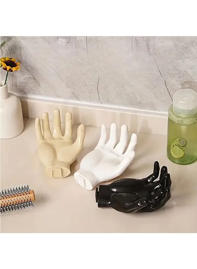 1 قطعة خطاف حائط على شكل كف بلون البيج بدون حفر تركيب لاصق توفير المساحة تنظيم المنزل - Image 2