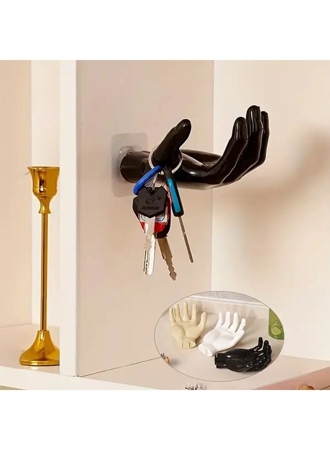 1 قطعة خطاف حائط على شكل كف بلون البيج بدون حفر تركيب لاصق توفير المساحة تنظيم المنزل - Image 3