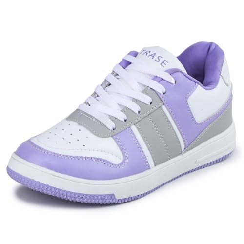TRASE Casual Sneaker Shoes for Women | Soft Cushioned Insole | Sneakers for Woman | Lightweight | Comfortable | Stylish, Trendy Girls and Women Sneakers with Laces (Purple-White, 8 UK) - Image 1