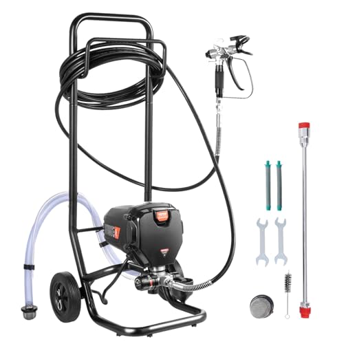 VEVOR 750W Stand Airless Paint Sprayer, 3000PSI High Efficiency Electric Airless Sprayer with Cart, Paint Sprayers for Home Interior and Exterior Furniture and Fences, Fine and Even Painting Effect - Image 1