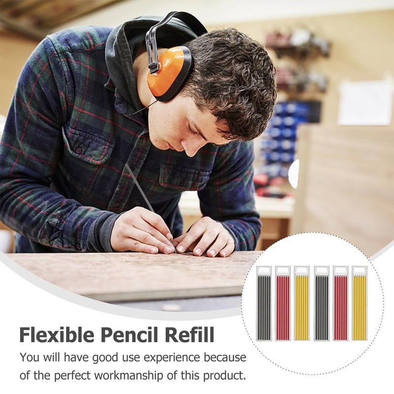 Carpenter Pencil Refills Set 6 Boxes Black Red Yellow Cores Solid Construction Woodworking Marking Drawing - Image 4
