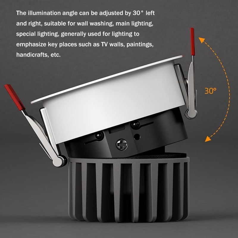 Led Recessed Downlight 3W-40W High Brightness Ceiling Lamp 2-6 Inch Adjustable Angle Spotlights 3000K/4000K/6000K Selectable Disk Light,3w-3000K,3w-3000K - Image 2