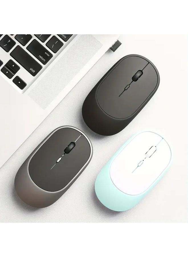 White Dual Mode Wireless Silent Mouse 2.4G Rechargeable with USB Receiver for Laptop PC Desktop - Image 1