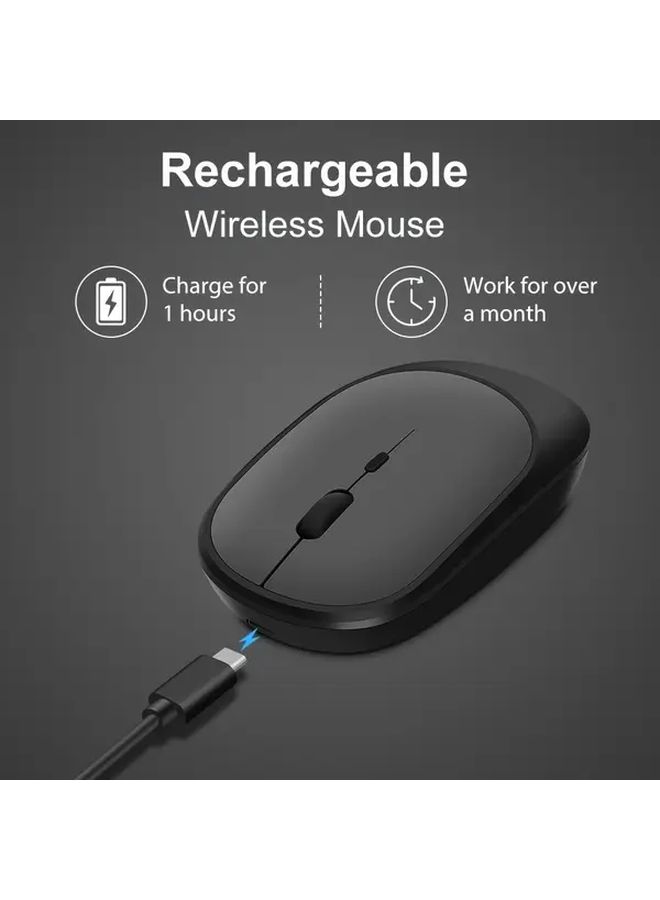 White Dual Mode Wireless Silent Mouse 2.4G Rechargeable with USB Receiver for Laptop PC Desktop - Image 3
