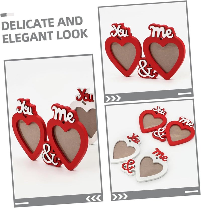 TIDTALEO Valentine’s Day Wooden Photo Frame Decorative Double Heart Design Red Wood 24x15x1.2cm Romantic Home Tabletop Picture Display for Bedroom and Living Room - Image 5