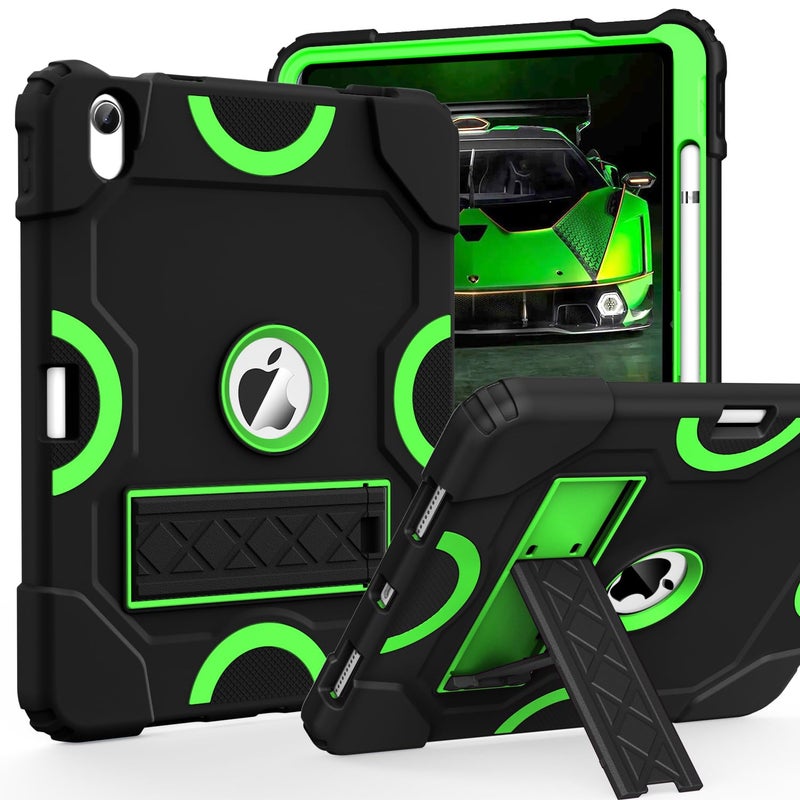 Cantis Case for iPad 11-inch (A16) 2025/ iPad 10th Generation 2022 (10.9 inch), Shockproof Cover 10th Generation with Pencil Holder & Kickstand, Black+Green+Black - Image 1