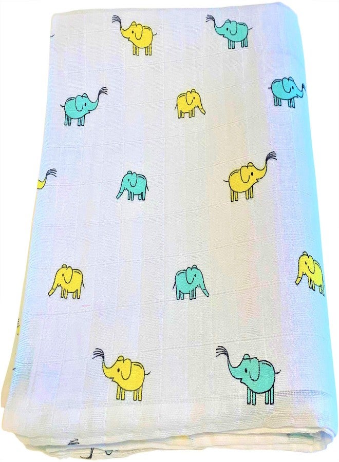 Plush Kids لفافة قماط قطنية موسلين فاخرة للأطفال من Plush Kids، عبوة من قطعتين (115 × 115 سم، من 0 إلى 6 أشهر، بنقشة منقطة وفيل) - Image 3