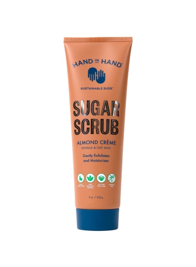 Hand in Hand Hand in Hand Sugar Scrub, Gentle Exfoliation For All Skin Types, 9 Ounce, Vanilla & Oat Milk, Almond Creme Scent, Single - Image 1