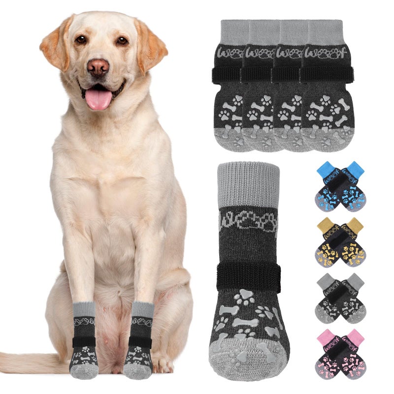 KOOLTAIL Dog Socks Shoes for Hot Pavement to Prevent Licking Paws, Winter Dog Boots&Paw Protector for Hardwood Floors Anti Slip,Traction Control Grip Booties for Small Medium Large Senior Dogs,Black S - Image 1