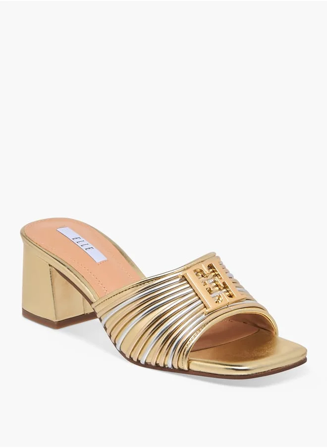 ايل Women's Logo Accent Slip-On Sandals with Block Heels