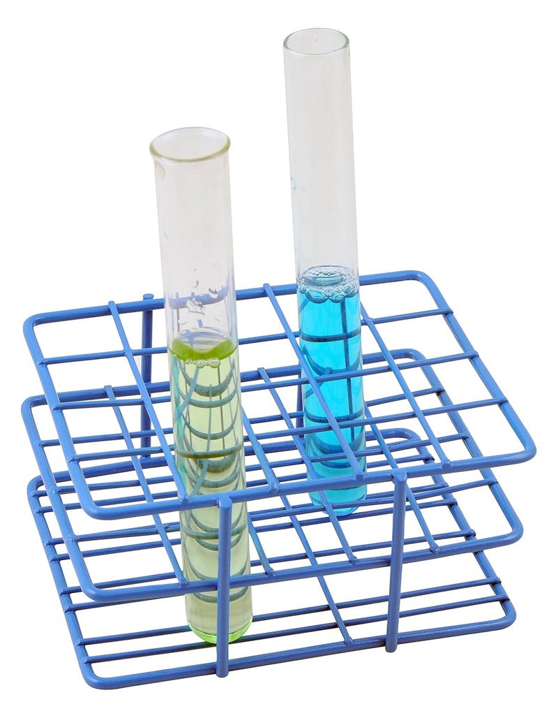EISCO Blue Epoxy Coated Steel Wire Test Tube Rack, 20 Holes, Outer Diameter Permitted of Tubes 18-20mm or Less, 4 X 5 Format - Image 1