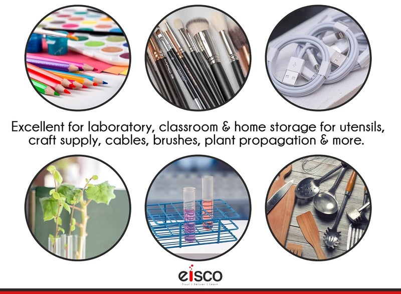 EISCO Blue Epoxy Coated Steel Wire Test Tube Rack, 20 Holes, Outer Diameter Permitted of Tubes 18-20mm or Less, 4 X 5 Format - Image 4