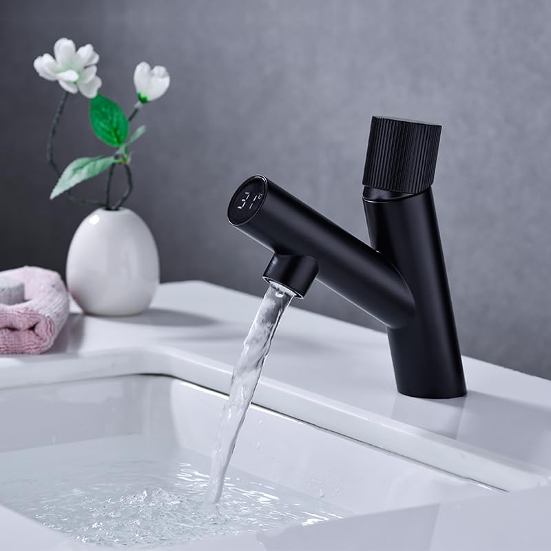 hindware Hindware Italian Collection F680032CP Bathroom Basin Mixer with Digital Temperature Display | Made of Stainless Steel | Anti-Skid Switch | Black Color | 5-Year Manufacturer Warranty  - Image 1