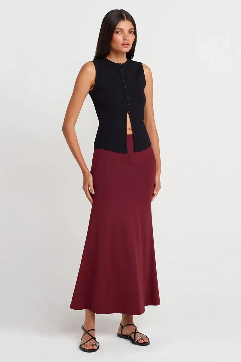 DILVIN High-Waist A-Line Maxi Skirt
