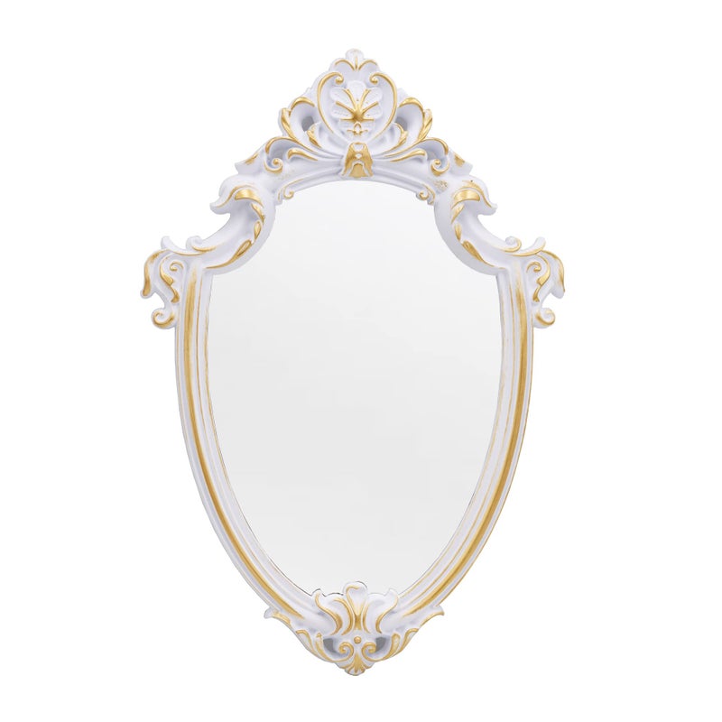 Eaoundm 165 x 11 inch Vintage Mirror Antique Mirror Decorative Wall Mirror Shield Shape White