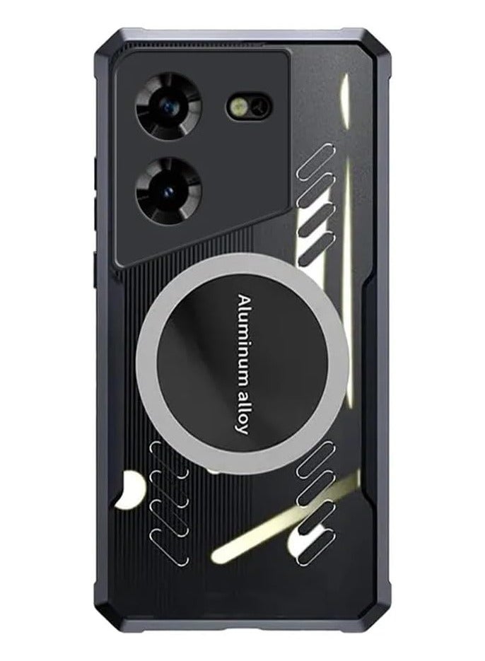 general Case Compatible with Tecno Pova 5 Pro 5G, Hole Heat Dissipation Case Hybrid Transparent TPU Bumper Aluminum Alloy Cooling Cover for Tecno Pova 5 Pro - Image 1