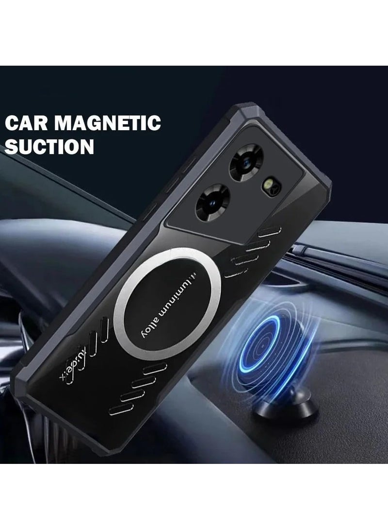 general Case Compatible with Tecno Pova 5 Pro 5G, Hole Heat Dissipation Case Hybrid Transparent TPU Bumper Aluminum Alloy Cooling Cover for Tecno Pova 5 Pro - Image 3