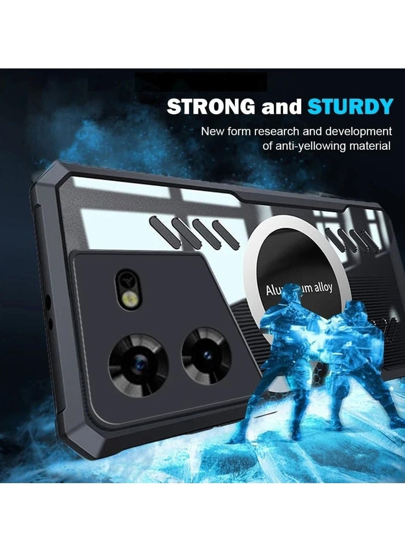 general Case Compatible with Tecno Pova 5 Pro 5G, Hole Heat Dissipation Case Hybrid Transparent TPU Bumper Aluminum Alloy Cooling Cover for Tecno Pova 5 Pro - Image 4