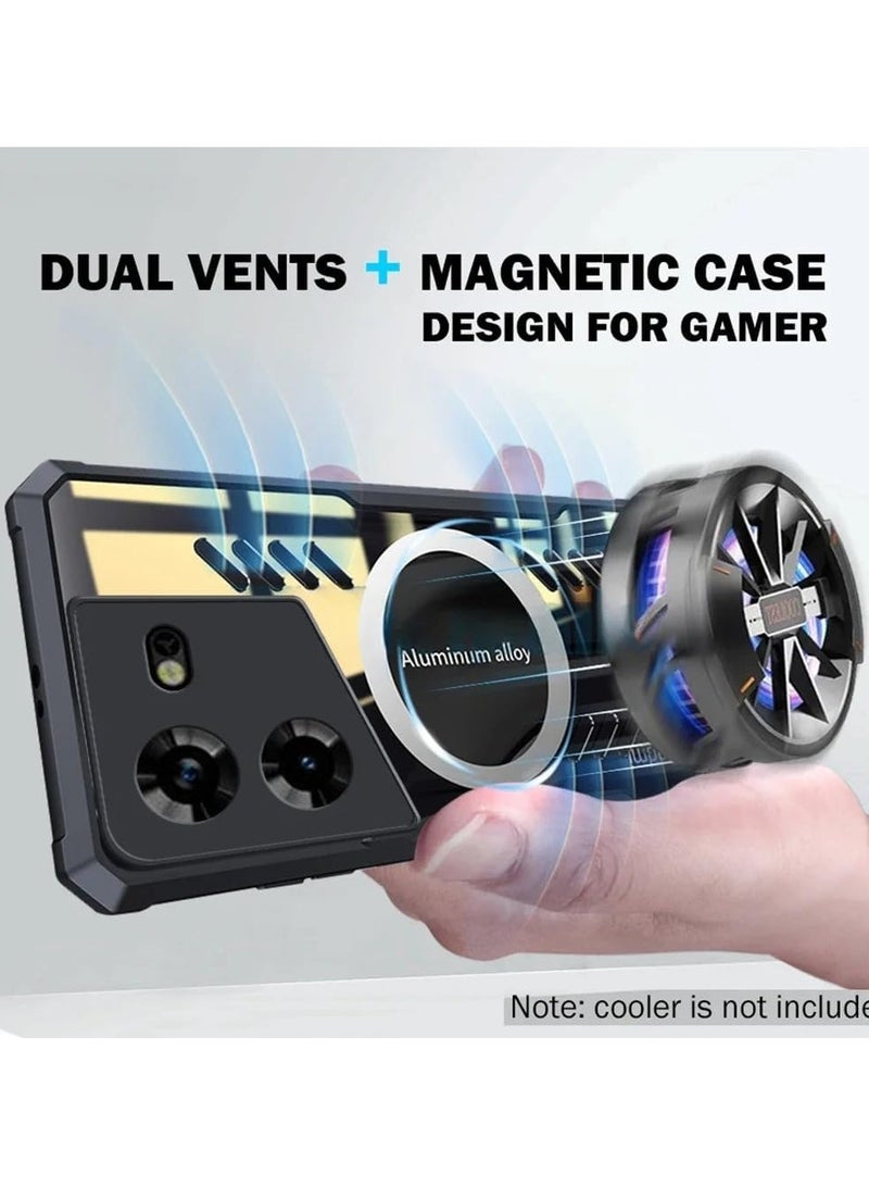 general Case Compatible with Tecno Pova 5 Pro 5G, Hole Heat Dissipation Case Hybrid Transparent TPU Bumper Aluminum Alloy Cooling Cover for Tecno Pova 5 Pro - Image 2