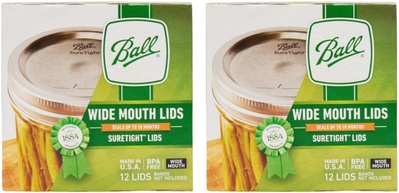 Wide Mouth Mason Jar Lids 12-Count per Pack (2-Packs Total)