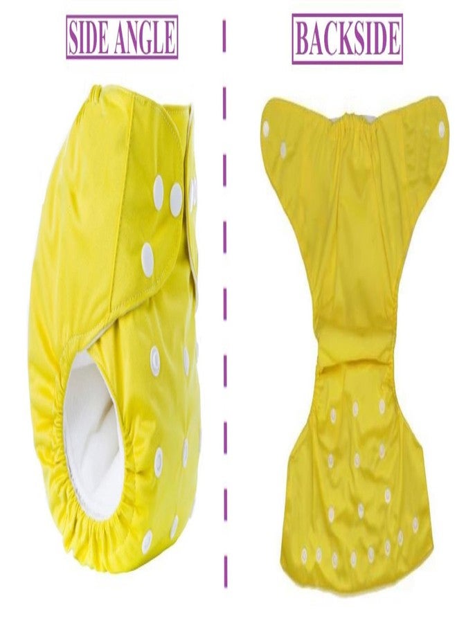 Alya Pocket Button Style Solid Reusable Cloth Diaper All in One Adjustable Washable Diapers Nappies(Without Inserts) for Toddlers/New Borns(0-24 Months,3-16KG) (Pack of 3, Yellow) - Image 3
