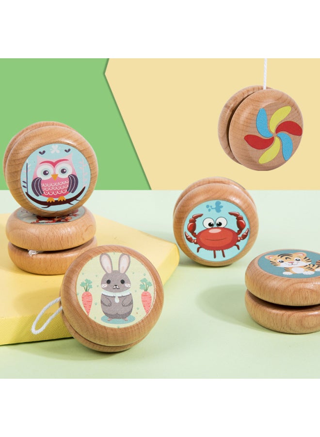 Children's Wooden Yo-yo Cartoon Educational Toys Traditional Classic Gift Yoyo Yo-yo Stall Supply-Color:Original Color-Specifications:4*3.4 - Image 2