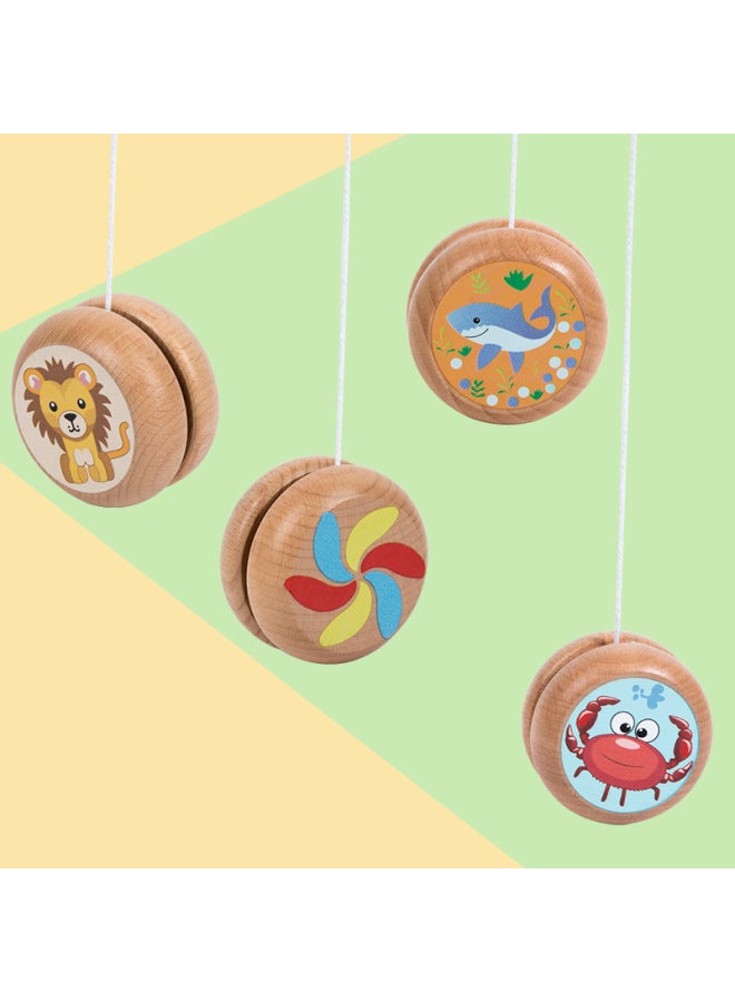 Children's Wooden Yo-yo Cartoon Educational Toys Traditional Classic Gift Yoyo Yo-yo Stall Supply-Color:Original Color-Specifications:4*3.4 - Image 3