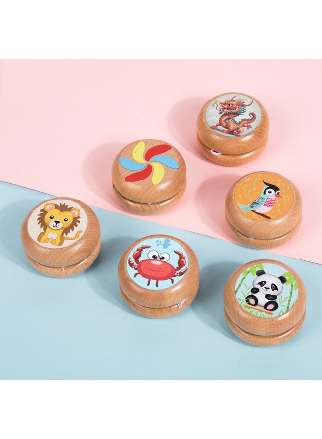 Children's Wooden Yo-yo Cartoon Educational Toys Traditional Classic Gift Yoyo Yo-yo Stall Supply-Color:Original Color-Specifications:4*3.4 - Image 4