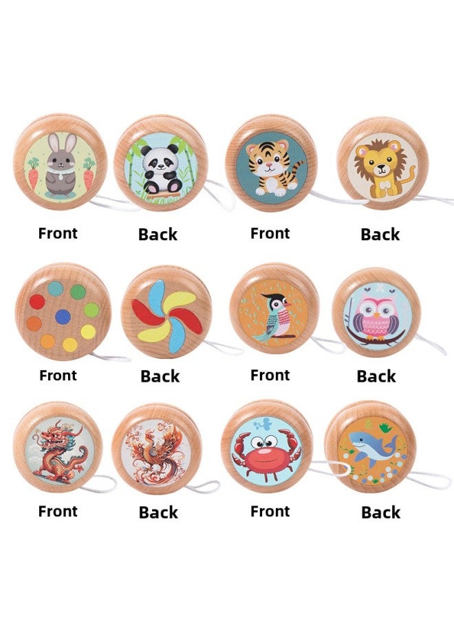 Children's Wooden Yo-yo Cartoon Educational Toys Traditional Classic Gift Yoyo Yo-yo Stall Supply-Color:Original Color-Specifications:4*3.4 - Image 5