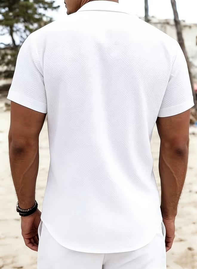 Take Two White Textured Short Sleeve Shirt - Image 2