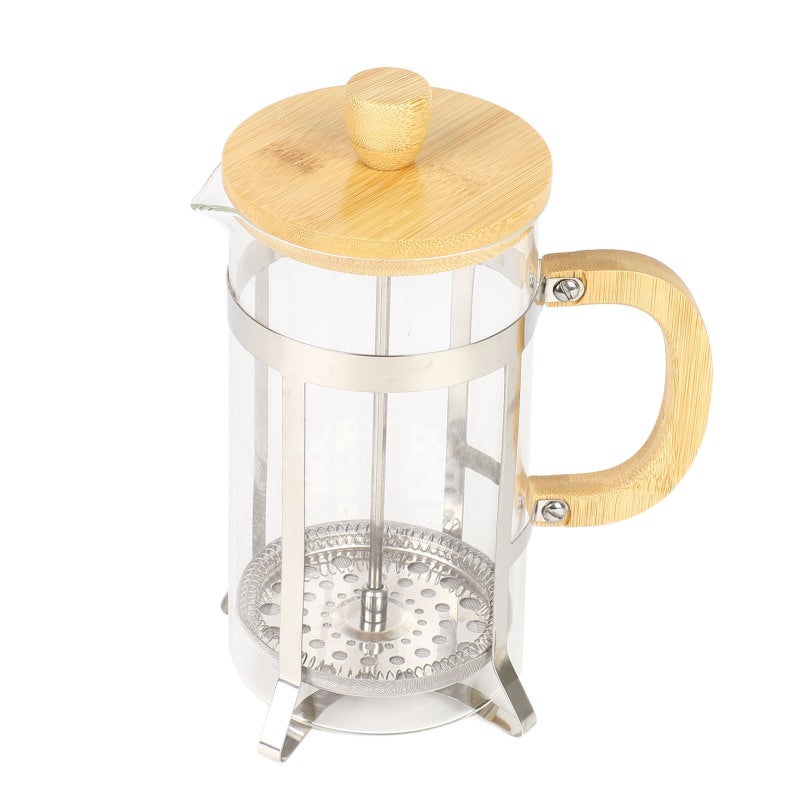 French Press Coffee Maker: 1000ml High Borosilicate Glass - Bamboo Lid & Handle Heat Resistant Coffee Press for Home Restaurant Daily Brewing - Image 1