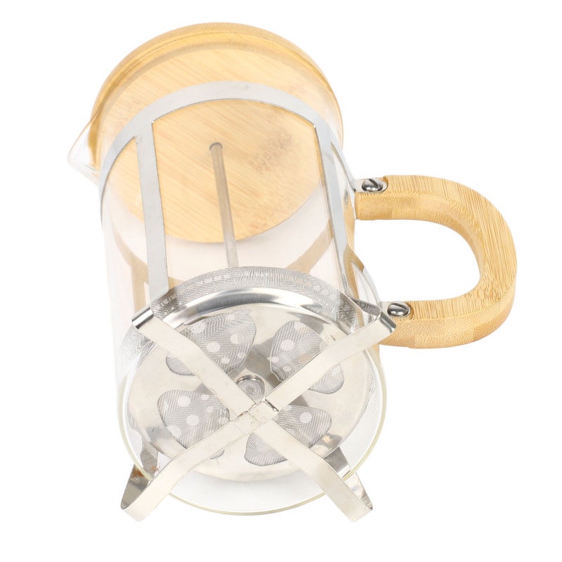 French Press Coffee Maker: 1000ml High Borosilicate Glass - Bamboo Lid & Handle Heat Resistant Coffee Press for Home Restaurant Daily Brewing - Image 5