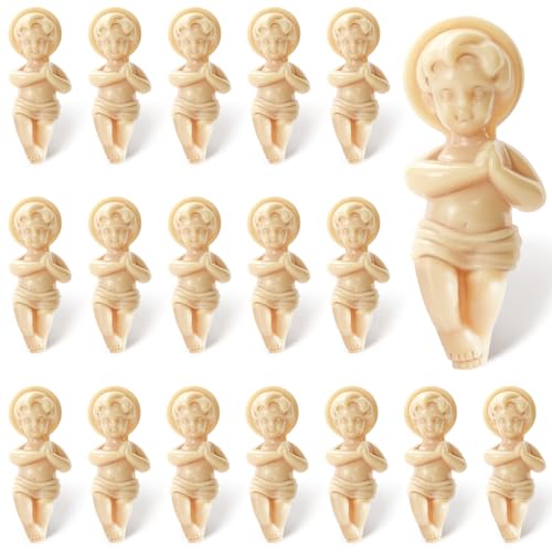 ZYFLSQ 18 Pcs King Cake Baby Jesus Figure 15 Inch Plastic Jesus Doll with Gift Bag Mini Nativity Figurines for Mardi Gras Party King Cake Babies Toppers Decorations Epiphany Gifts - Image 1