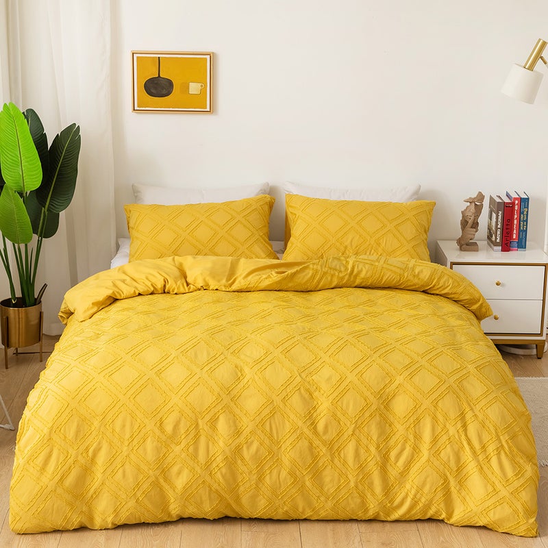 Bedding Bedding Craft Solid Color Cut Flower Square Home Textile Quilt Cover Three-Piece Set - Image 4