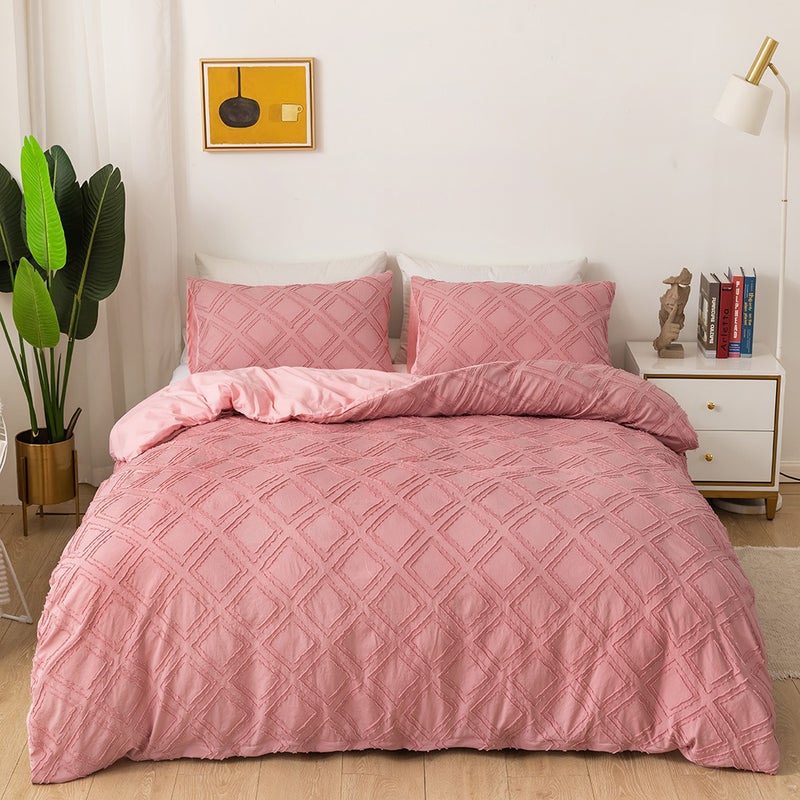 Bedding Bedding Craft Solid Color Cut Flower Square Home Textile Quilt Cover Three-Piece Set - Image 2
