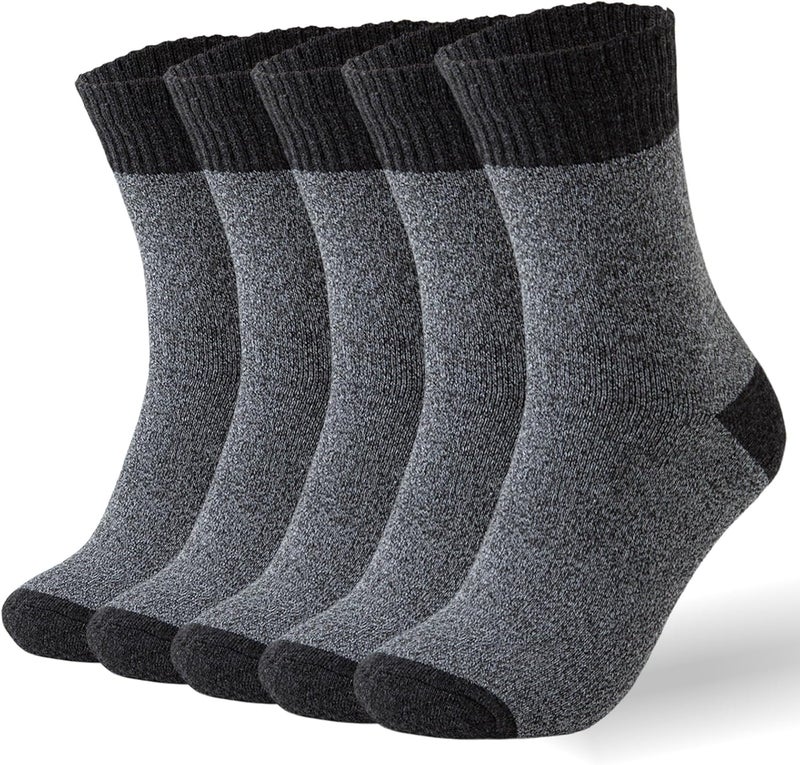 HZYH 5 Pairs Wool Socks Mens, Warm Thick Winter Socks, Thermal Cushion Hiking Socks Boot Socks For Cold Weather - Image 1