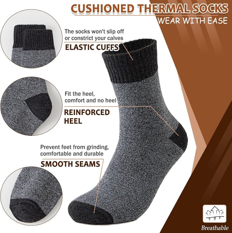 HZYH 5 Pairs Wool Socks Mens, Warm Thick Winter Socks, Thermal Cushion Hiking Socks Boot Socks For Cold Weather - Image 5