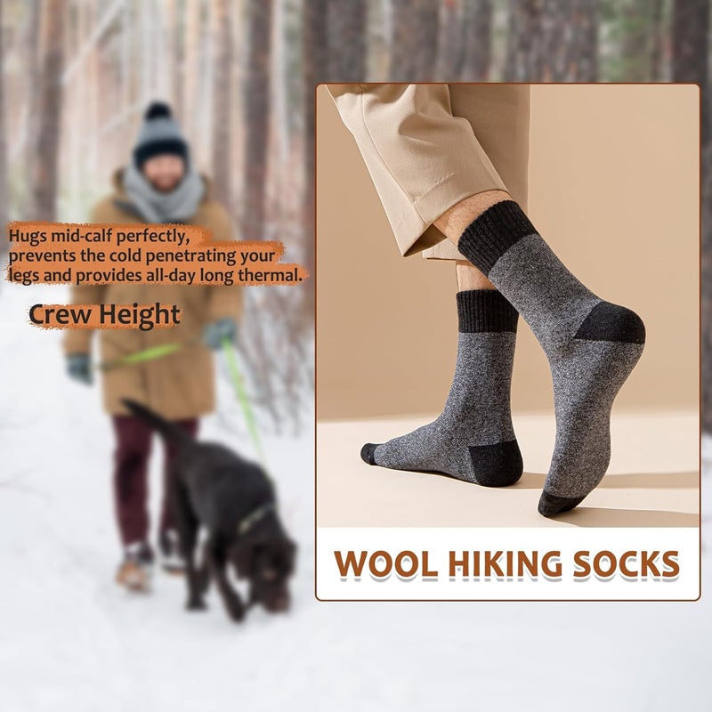 HZYH 5 Pairs Wool Socks Mens, Warm Thick Winter Socks, Thermal Cushion Hiking Socks Boot Socks For Cold Weather - Image 2